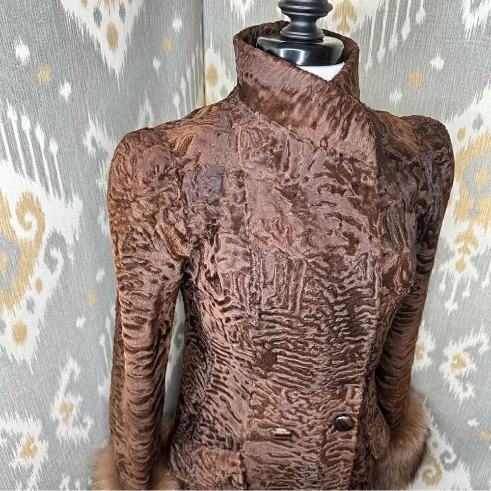 Vintage Tigre Royal of Geneva Brown Swahari Broadtail Lamb & Sable Coat - Picture 4 of 16